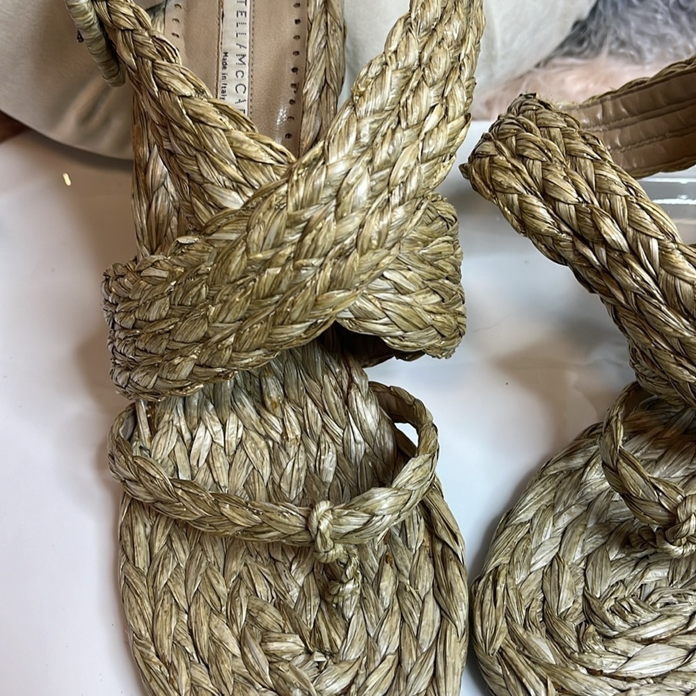 *💚♻️HOST PICK♻️🎉STELLA MCCARTNEY RAFFIA VINTAGE HEELS - Picture 9 of 11